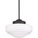 Ingalls 1 Light 12 inch Matte Black Pendant Ceiling Light in Vintage Milk Glass, Medium